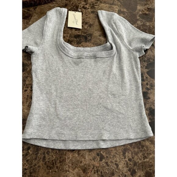 Universal Thread Women's Ribbed Shrunken Short Sleeve Scoop Neck Tee Gray XL - Picture 5 of 5